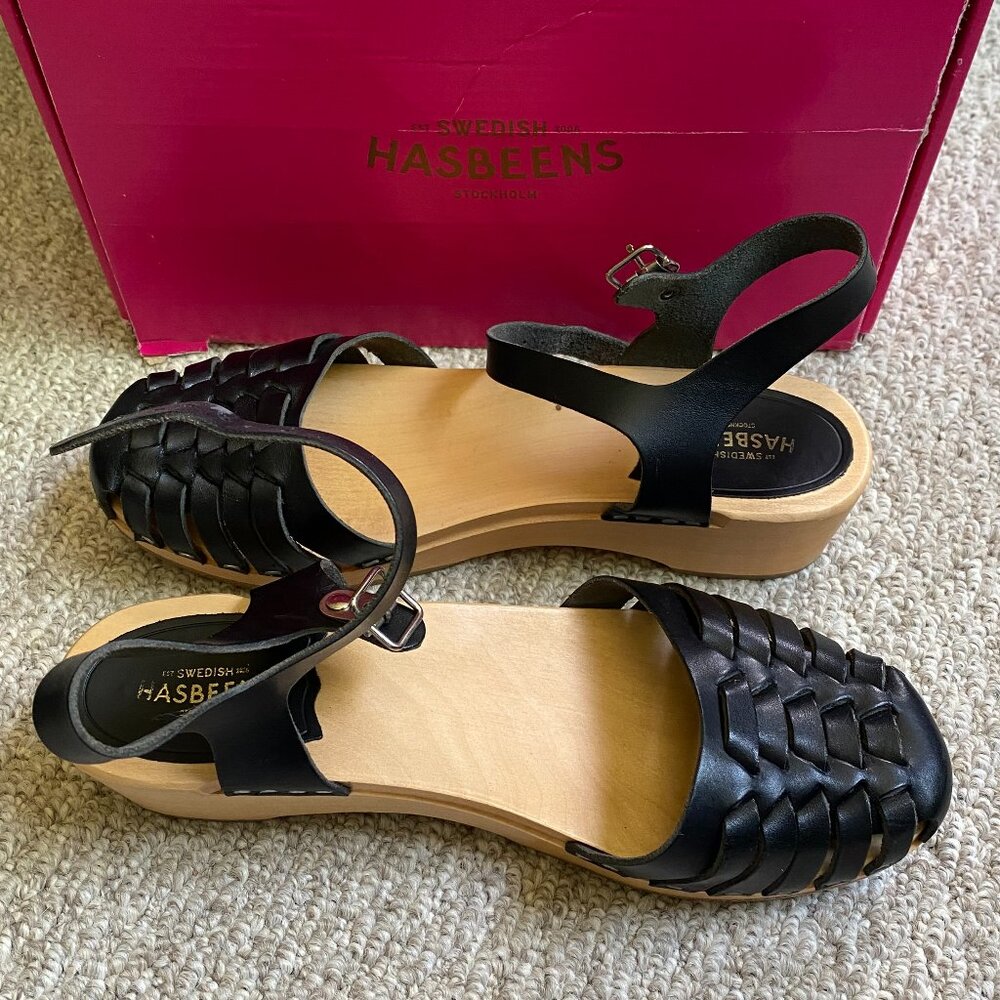Swedish Hasbeens Snake Debutant Leather Sandals - EU 39/US 8.5-9
